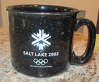 2002 Winter Olympics Coffee Mug Cup Salt Lake City Utah Black w/ White Speckled — photo 1