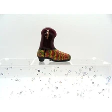 Fitz & Floyd Glass Cowboy Boot RED Santa Fe Art Glass Menagerie 2.25”H Figurine