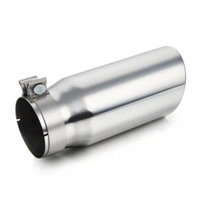 4"Inlet 5" Outlet Exhaust Tip Polished Diesel Tailpipe For Truck Clamp-On Silver