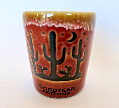 Arizona Cactus Red Souvenir Shot Shooter Glass Ceramic Goodyear | eBay