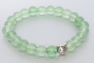  Aventurin hell Kugel 8mm Stretch Armband & Katze - individuelle Größe AB505