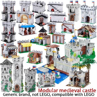 Medieval Castle Modular City Gate Wall Tower Stable Building Blocks for LEGO