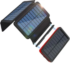 Solar Power Bank 4 Panel Portable Charger 26800mAh External Battery Pack USB LED