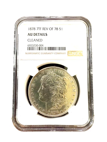 NGC AU DETAILS 1878 7TF REV OF 78 MORGAN SILVER DOLLAR COIN-DEC221