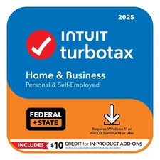 TurboTax Home & Bus 2025 Tax Software Fed & State Tax Win & Mac CODE - SHIPS 24