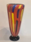 Multicolor Art Glass Layered Heavy Vase Murano 10 3/4" tall