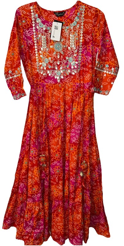 Anarkali kurta Cotton Printed Kurti Embroidery Pattern Kurti For Women Sz Med