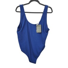 New NWT H M Crinkle Ribbed One Piece Swimsuit Blue XL