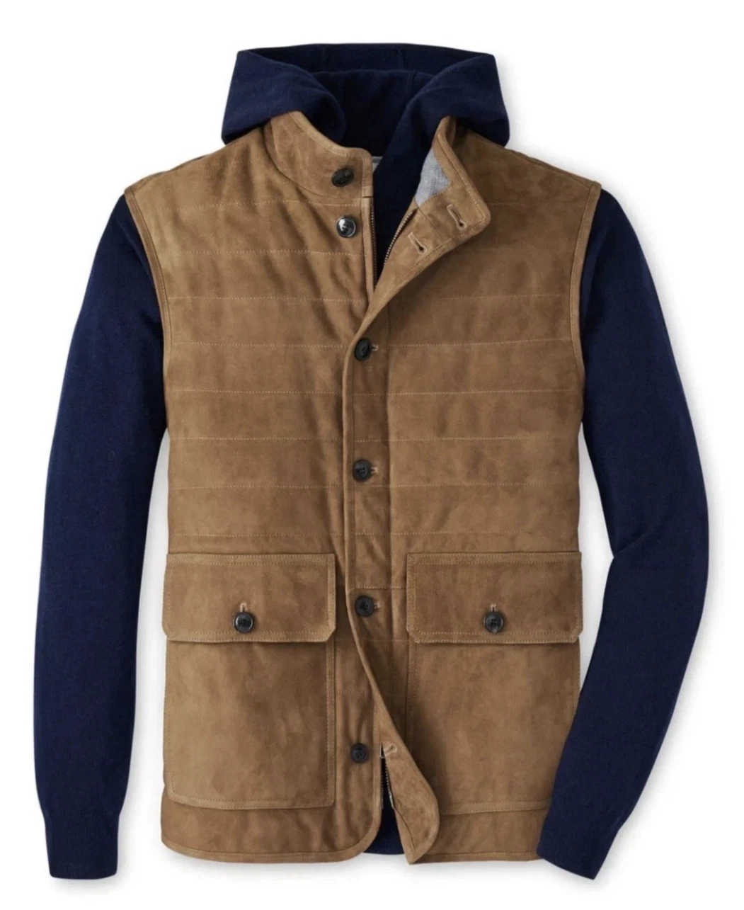 NWT $895 Peter Millar Crown Full-Zip Quilted Insulated Suede Brown Vest, Men’s M