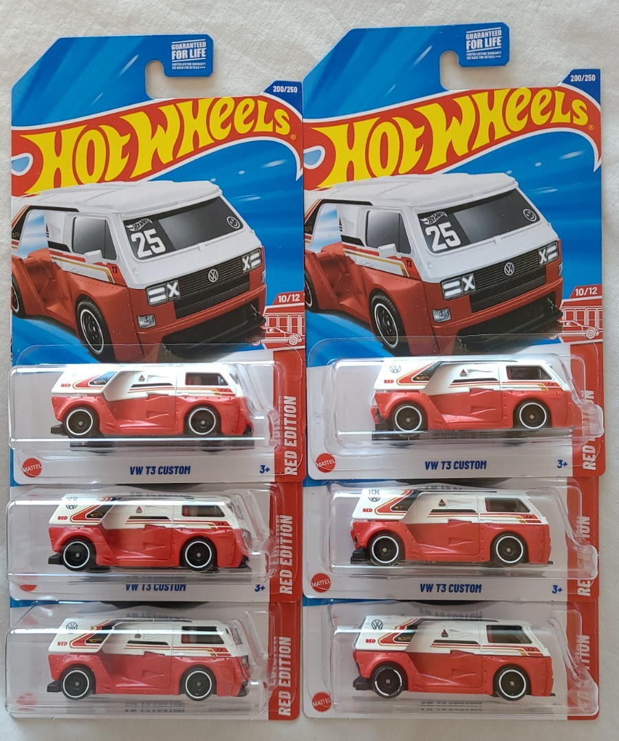 2025 HOT WHEELS VW T3 CUSTOM RED EDITION LOT OF 6 HTF 1:64 TARGET