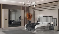 Komplette Schlafzimmer Doppelbett Bett Nachttische 4Tlg Grau Schrank