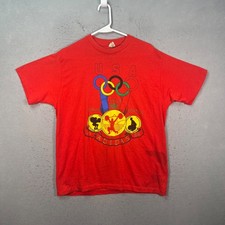 Vintage 1988 Adidas USA Olympic Graphic T-Shirt Red XL Cotton Blend USA Made
