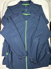2 Carhartt Black Scrub Jacket Long Sleeve Medical Full Zipper Pockets Wmns Sz XL