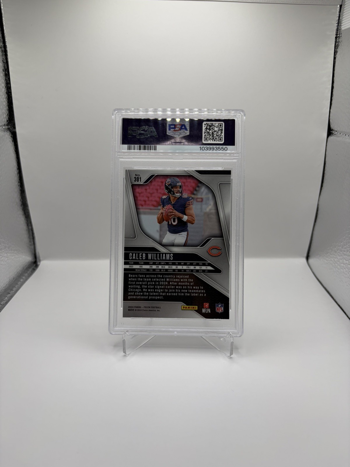 2024 Caleb Williams Prizm Rookie Card PSA 10 view 2