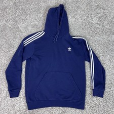 Adidas Hoodie Mens Large Blue Trefoil 3 Stripes Pullover Sweatshirt Sweater Top