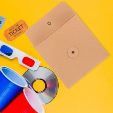 10Pcs Reusable Kraft Paper Cd Dvd Storage Sleeves Light Brown Bags