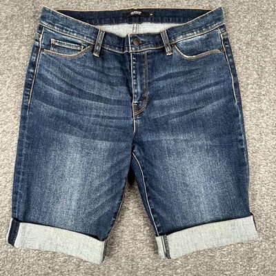 Hudson Shorts Womens 32 Blue Denim Amelia Short Rolled Cuff Stretch 5-Pocket