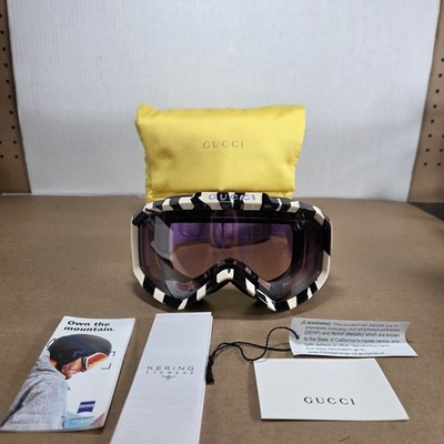 Gucci Zebra Ski Goggles Black White Stripe Purple Strap Snowboard Mask GG1210S