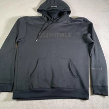 Fear Of God Essentials Hoodie Mens 3XL Black Pullover Fleece Logo Sweatshirt