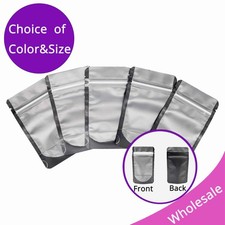 100PCS Mylar Bags Matte Frosted Front Color Back Stand Up Resealable Foil Bags