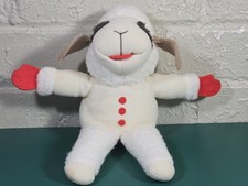 Vintage 1993 Lamb Chop Plush Toy 9" Shari Lewis White Red Buttons Polyester