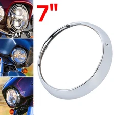 Chrome 7" Headlight Trim Ring For Harley Touring Road King Street Tri Glide