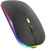 LED Wireless Mouse, Rechargeable Slim Silent Mouse 2.4G Portable Mobile Optic...