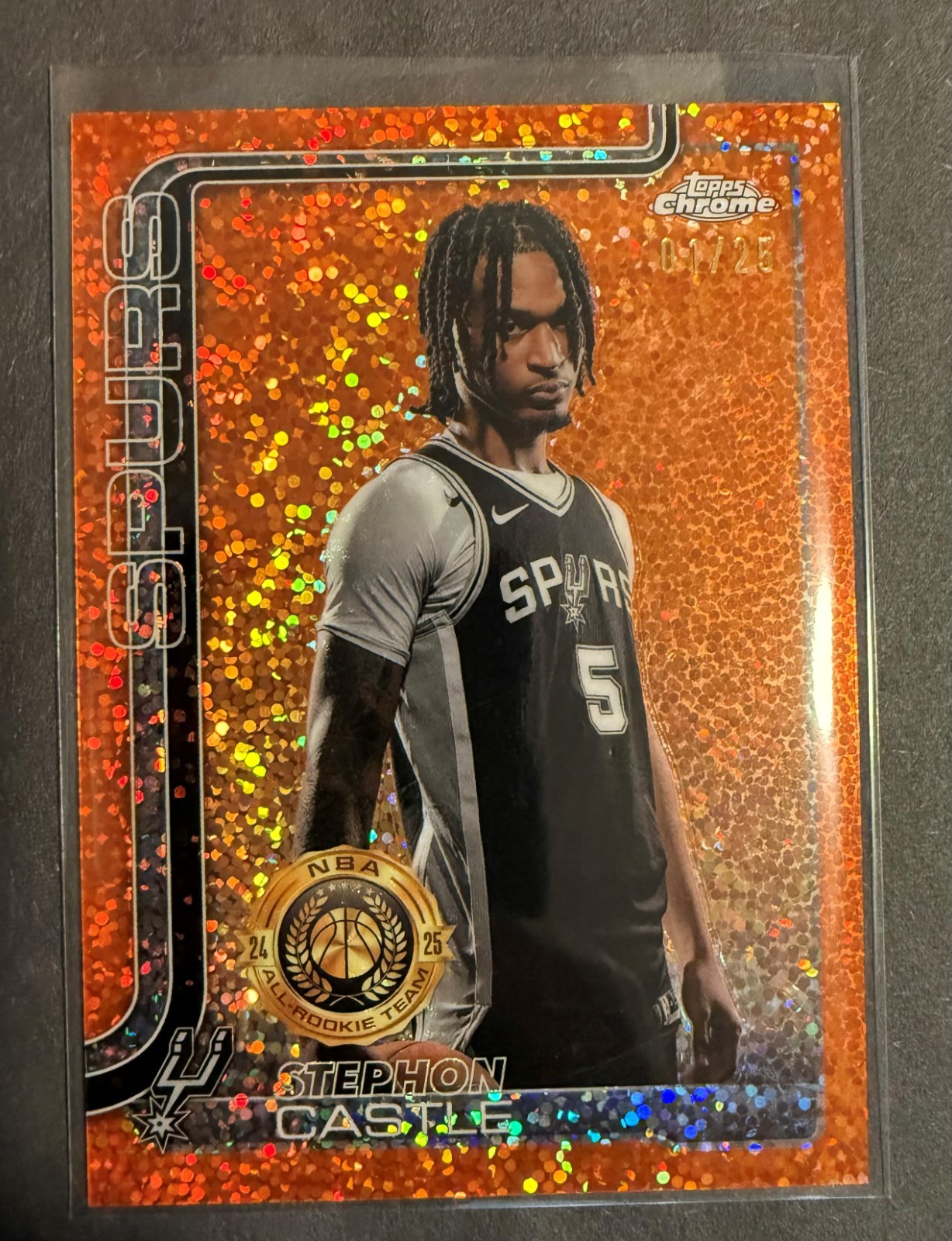 2025-26 Topps Chrome Stephon Castle Orange Speckle Image Variation 1/25 SSP 