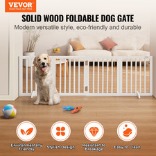 Free Standing Dog Gate, 24" H x 80.3" W Freestanding Pet Gate, White