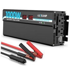 Pure Sine Wave Power Inverter with 2 AC Outlets, 2 USB Ports, LCD 1000W