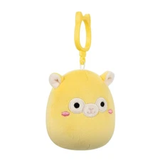 Squishmallows Lafi Yellow Llama Clip-On Plush, 8.9 cm Wildlife Squad Collection,