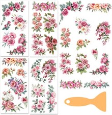 4 Sheets Corner Flower Rub on Transfers for Furniture and Crafts Vintage Roses P