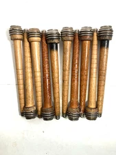 Wood Bobbins, 7.75" with METAL HEAD, Reclaimed Textile, quills - lot of 10