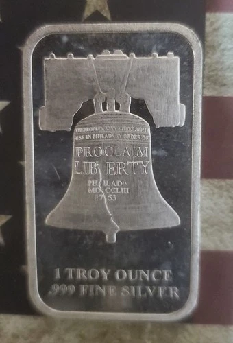 1 oz Silver Bar Liberty Bell Design Secondary Market .999 Fine
