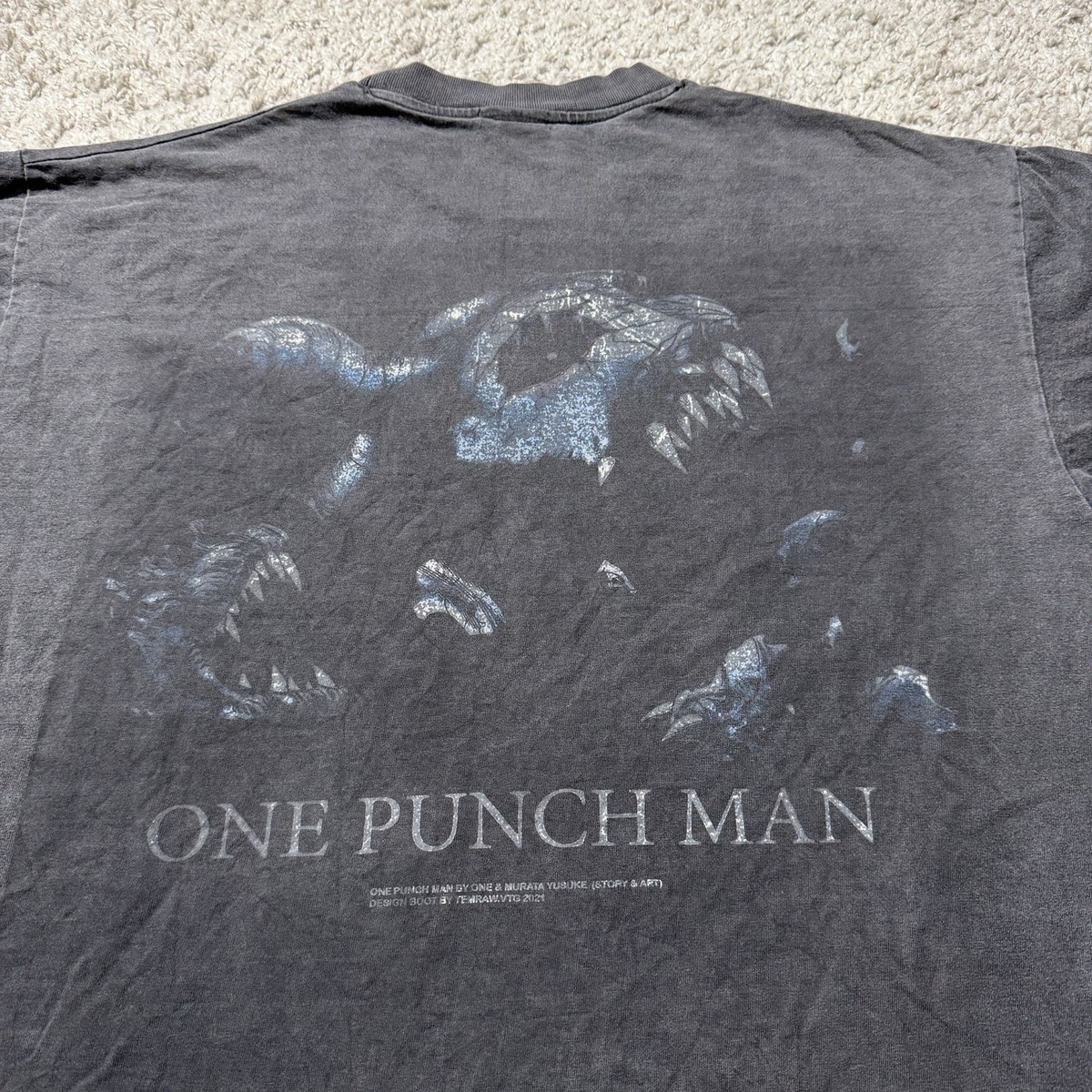 One Punch Man Anime T-Shirt Temraw.vtg Size XL Vintage Black Rare 
