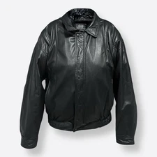 Aberdeen Leather Bomber Jacker Mens 46 Black Fur Lined Zip Removable Vest USA