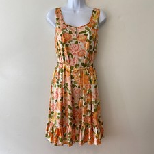 Vintage 70s Vanity Fair Floral Sleeveless Short Nightgown Womens Medium