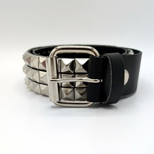 Nietengürtel - Gürtel mit kleinen silbernen Pyramidennieten - 3-Reihig -  B273 -