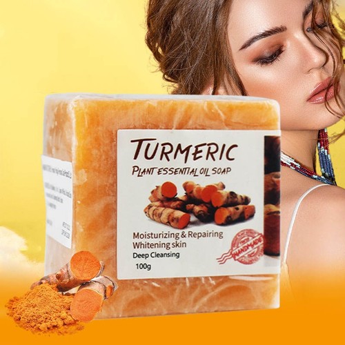 Tumeric Soap Skin Whitening Dark Spots lightening Acne Brightening Turmeric 100g - 第 3/12 張圖片