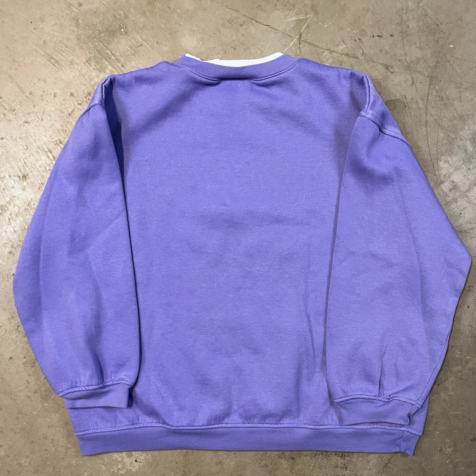 Vintage Basic Editions Flowers Double Collar Crewneck 90s Lavender Boho Cute - Image 2 of 4