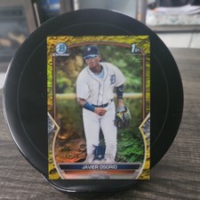 2023 Bowman - Chrome Javier Osorio #BCP-4 Yellow Lunar Crater Refractor /75 (RC)