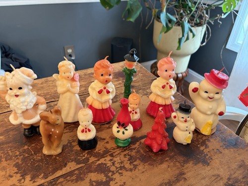 Vintage 50’s Lot of Gurley Christmas Candles Choir Angels Santa Snowman Tree