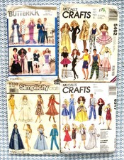 Lot 4 older patterns BARBIE CLOTHES bride Ken...