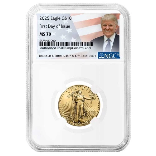2025 $10 American Gold Eagle 1/4 oz NGC MS70 FDI Trump Label