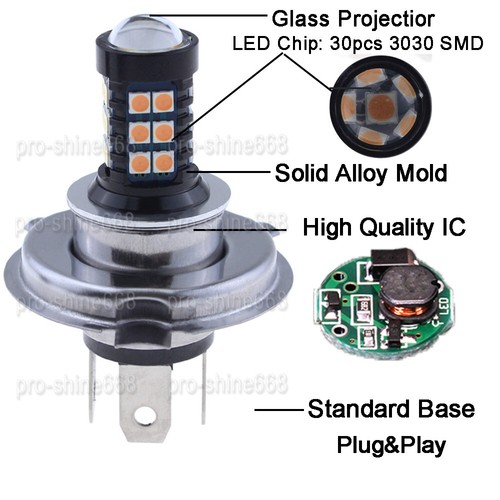 2x H4 9003 HB2 30SMD 3030 Pink Purple LED Fog Light Bulb CAR DRIVING DRL LAMP - Picture 4 of 11