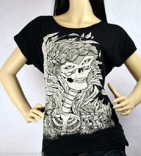 IRON FIST LADIES LADY OF THE LAKE ROCKER TEE T SHIRT - BLACK/CREAM - HALLOWEEN
