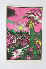LOST HORIZON BLACKLIGHT POSTER VTG 1970's 11x17 TRIPPY Psychedelic Floral
