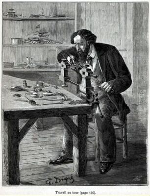 Fabbricazione orologi: orologiaio al Stampa Antica  1880