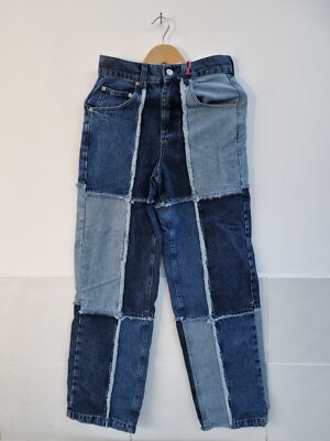 Urban Outfitters BDG Jeans Wide Leg Blau Patchwork Jeans W26 27''. uvp 59£.