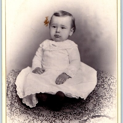 c1880s Marshalltown, Iowa Weird Baby w/ Big Odd Lips Boy Cabinet Card Photo B21